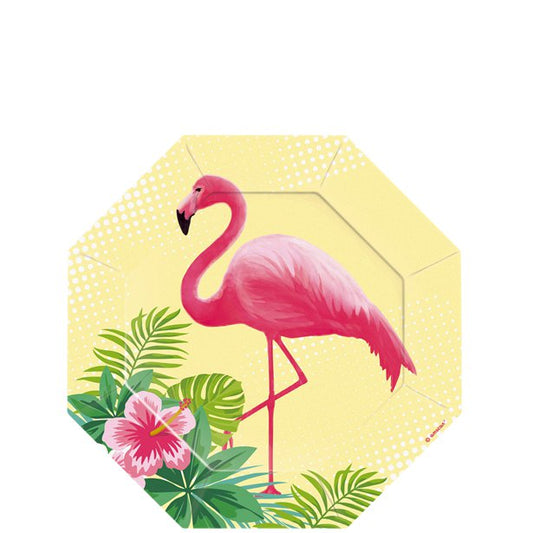 Flamingo Paradise Paper Dessert Plates - 18cm