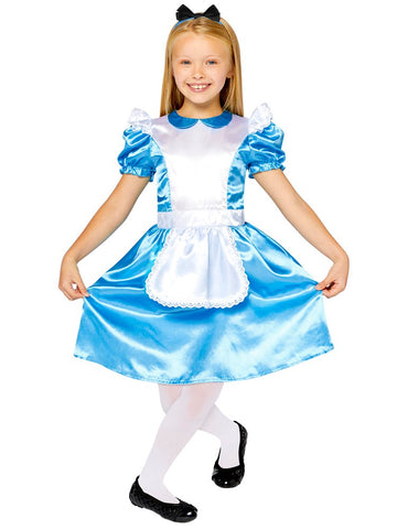  Fun Costumes Alice in Wonderland Kids Deluxe Alice Dress Girls,  Pretty Blue & White Alice Dress Halloween Costume