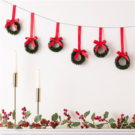 Hanging Wreaths with Velvet Ribbon