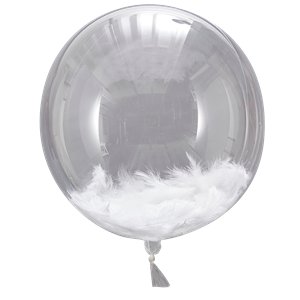 Beautiful Botanics White Feather Filled Orb Balloons - 18"