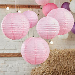 Boho Wedding Baby Pink Paper Lanterns - 30cm & 20.5cm