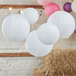 Boho Wedding White Paper Lanterns - 30cm & 20.5cm