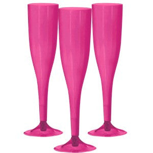 Hot Pink Plastic Champagne Glasses - 162ml