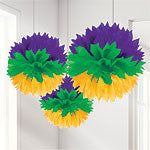 Mardi Gras Pom Pom Decorations - 40cm