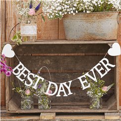 Rustic Country Best Day Ever Wooden Bunting 1.5m