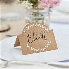 Rustic Country Kraft and White Vine Place Cards