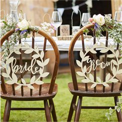Rustic Country Bride & Groom Chair Signs
