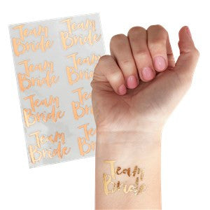 Rose Gold Team Bride Temporary Tattoos