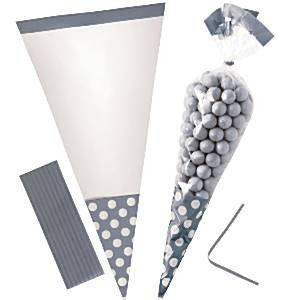 Cellophane Cone Sweet Bags - Silver - Craftwear Party