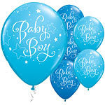 Baby Boy Stars Blue Balloons - 11" Latex - Craftwear Party