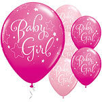 Baby Girl Pink Stars Balloons  - 11" Latex - Craftwear Party
