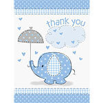 Umbrellaphants Blue Party Thank You Cards