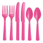 Hot Pink Plastic Cutlery - Assorted Party Pack
