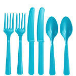 Turquoise Plastic Cutlery - Assorted Party Pack