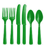 Green Plastic Cutlery - Assorted Party Pack