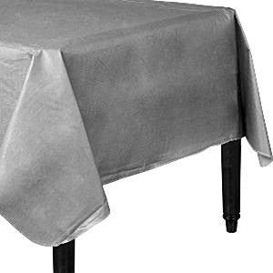 Silver Flannel-Backed Vinyl Tablecover - 1.3m x 2.2m
