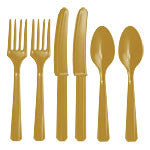 Gold Plastic Cutlery - Assorted Party Pack