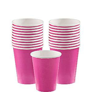 Hot Pink Cups - 266ml Paper Party Cups