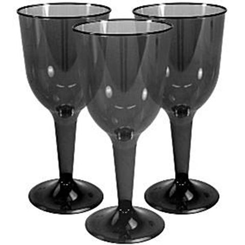 Black Plastic Wine Glasses - 295ml
