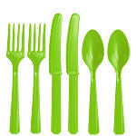 Lime Green Plastic Cutlery - Assorted Party Pack