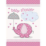 Umbrellaphants Pink Party Invitation Cards