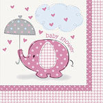 Umbrellaphants Pink Party Paper Luncheon Napkins 2ply