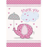 Umbrellaphants Pink Party Thank You Cards