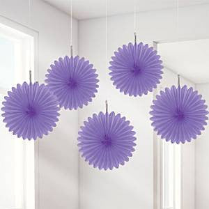Purple Paper Fan Decorations - 15cm