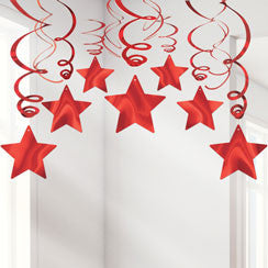 Red Star Hanging Swirls Decoration - 60cm
