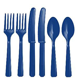 Royal Blue Plastic Cutlery - Assorted Party Pack