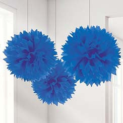 Royal Blue Pom Pom Decorations - 40cm