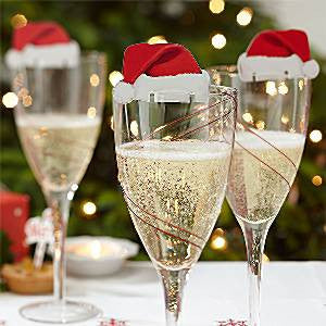 Santa Hat Glass Decorations