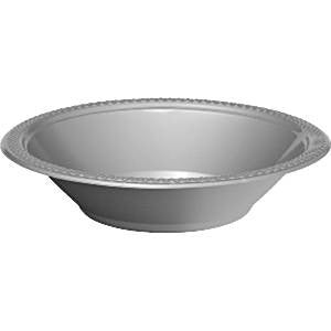 Silver Party Bowls - 355ml Plastic