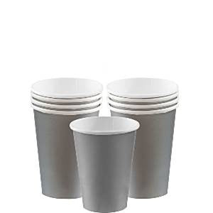 Silver Cups - 266ml Paper Party Cups