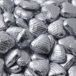 Bulk Pack Of Silver Chocolate Hearts - 500g - Craftwear Party