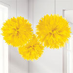 Yellow Pom Pom Decorations - 40cm